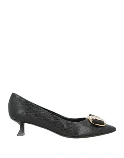 FERRAGAMO FERRAGAMO WOMAN PUMPS BLACK SIZE 6.5 CALFSKIN