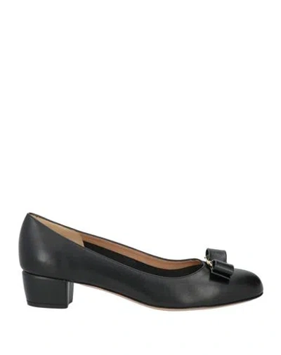Ferragamo Woman Pumps Black Size 6.5 Calfskin In Animal Print
