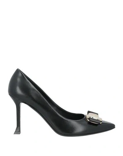 Ferragamo Zelma 85 New Vara Plate Pumps In Black