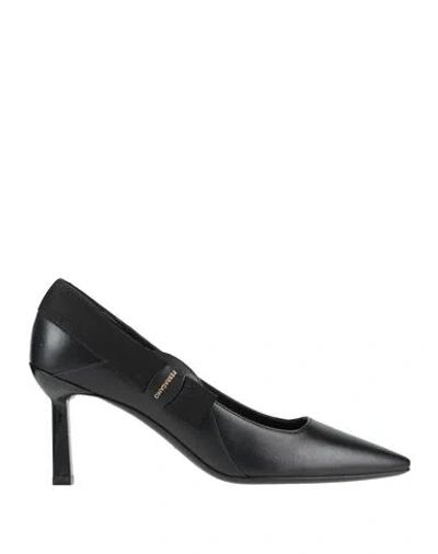 Ferragamo Woman Pumps Black Size 7 Lambskin, Calfskin