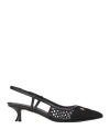 Ferragamo Klizia 40 Vara Chain Slingback Mesh Pumps In Black