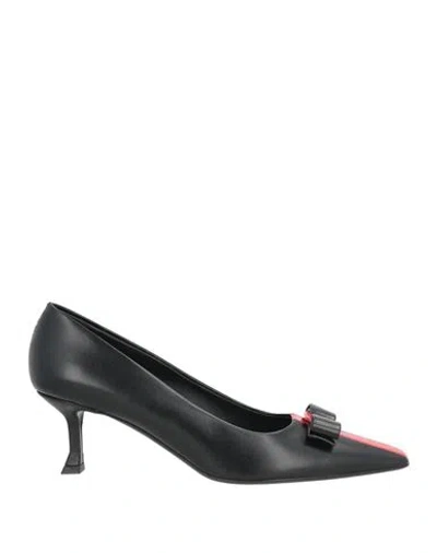 Ferragamo Woman Pumps Black Size 8 Lambskin