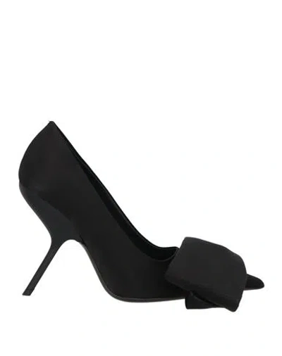 Ferragamo Woman Pumps Black Size 8 Textile Fibers