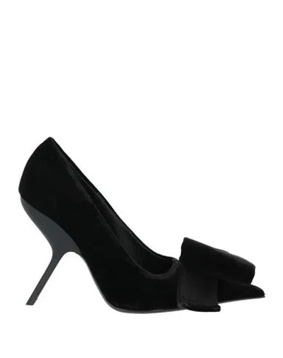 Ferragamo Woman Pumps Black Size 8 Textile Fibers