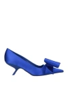 Ferragamo Satin Pumps With Single Maxi Bow In Blue