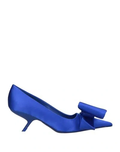Ferragamo Woman Pumps Blue Size 7.5 Leather
