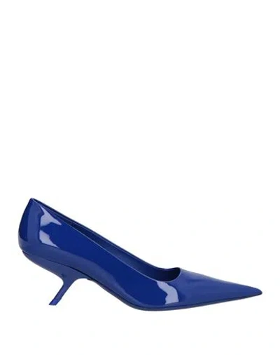 FERRAGAMO FERRAGAMO WOMAN PUMPS BLUE SIZE 7 CALFSKIN