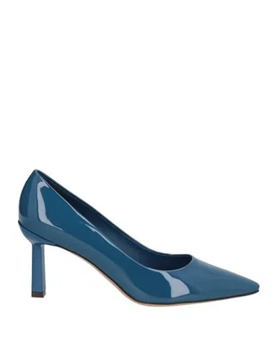 Ferragamo Woman Pumps Blue Size 8 Leather