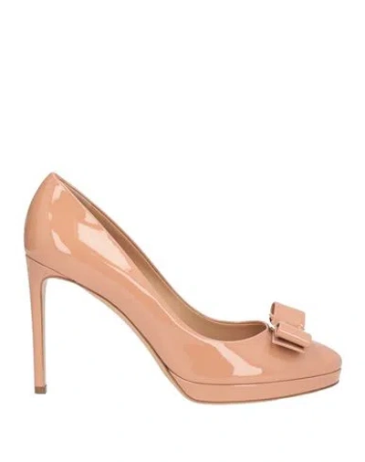 Ferragamo Woman Pumps Blush Size 10.5 Leather In Pink