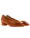 Ferragamo Woman Pumps Brown Size 7 Sueded Leather In Brown