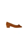 Ferragamo Woman Pumps Brown Size 7 Sueded Leather In Brown