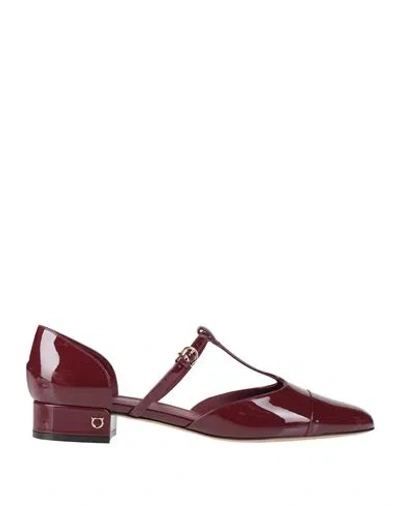 Ferragamo Woman Pumps Burgundy Size 10 Calfskin