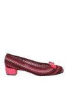 Ferragamo Women's Varina Crochet Stripe Ballet Flats In Red