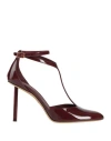 Ferragamo Lysandra Bordeaux Pumps With Logo Lettering On The Sole In Leather In Red