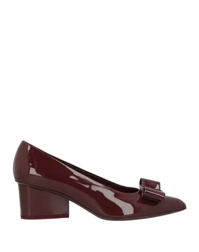 Ferragamo Woman Pumps Burgundy Size 6 Calfskin