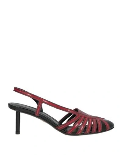 Ferragamo Woman Pumps Burgundy Size 7 Leather In Animal Print