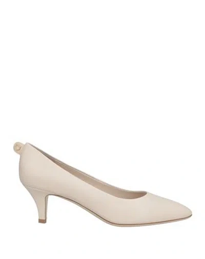 Ferragamo Woman Pumps Cream Size 8 Calfskin In Neutral