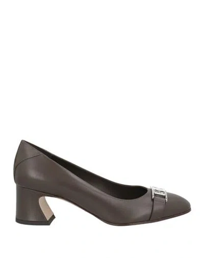 Ferragamo Woman Pumps Dark Brown Size 10 Leather
