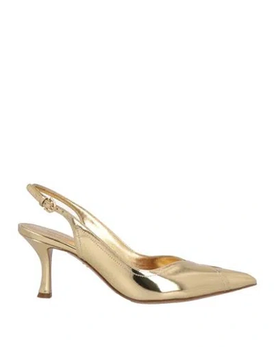 Ferragamo Woman Pumps Gold Size 8 Calfskin