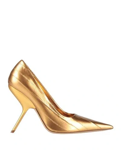 Ferragamo Woman Pumps Gold Size 8 Leather