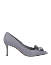 Ferragamo Woman Pumps Lilac Size 8 Lambskin In Grey