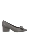 Ferragamo Woman Pumps Grey Size 6.5 Lambskin In Grey