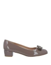 Ferragamo Woman Pumps Light Brown Size 8 Leather In Gray
