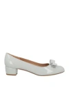 Ferragamo Woman Pumps Light Grey Size 11 Soft Leather