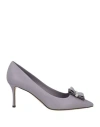 Ferragamo Woman Pumps Lilac Size 8 Lambskin In Grey