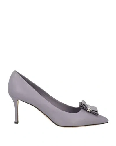 Ferragamo Woman Pumps Lilac Size 8 Lambskin In Grey