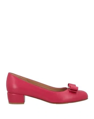 Ferragamo Woman Pumps Magenta Size 5 Calfskin In Pink