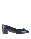 Ferragamo Woman Pumps Midnight Blue Size 4.5 Calfskin In Black