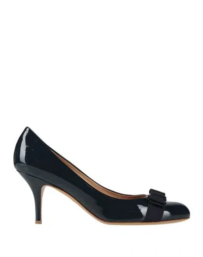 Ferragamo Woman Pumps Midnight Blue Size 4.5 Leather