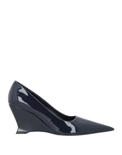 Ferragamo Woman Pumps Midnight Blue Size 6.5 Calfskin