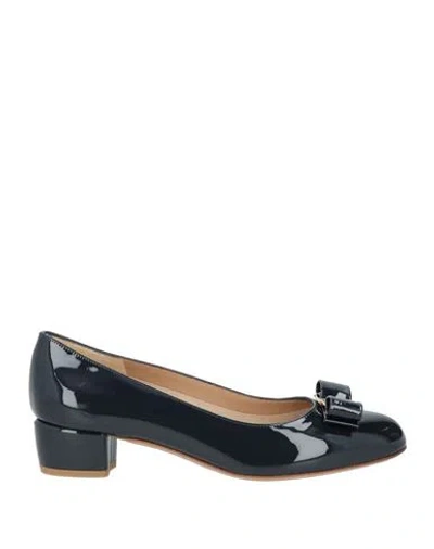 Ferragamo Woman Pumps Midnight Blue Size 7.5 Calfskin
