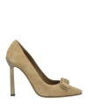 Ferragamo Woman Pumps Military Green Size 8 Calfskin In Green