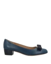 Ferragamo Woman Pumps Navy Size 7.5 Leather In Blue