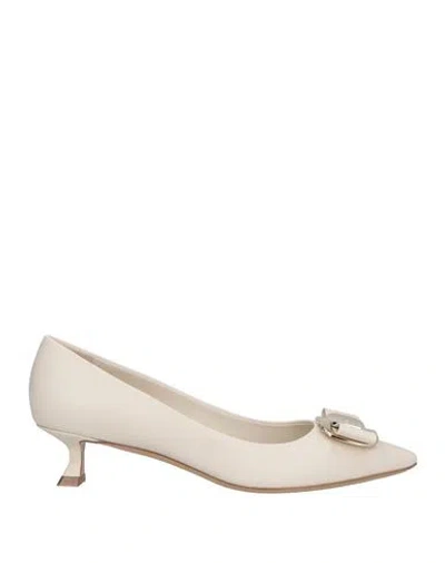 FERRAGAMO FERRAGAMO WOMAN PUMPS OFF WHITE SIZE 6.5 LAMBSKIN