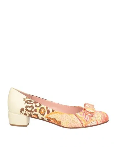 Ferragamo Woman Pumps Orange Size 7 Leather In Multi