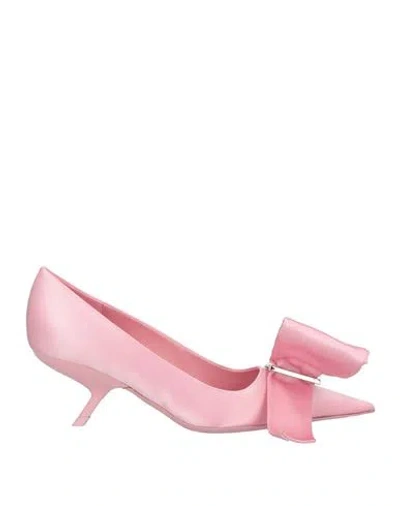 Ferragamo Woman Pumps Pink Size 8 Textile Fibers