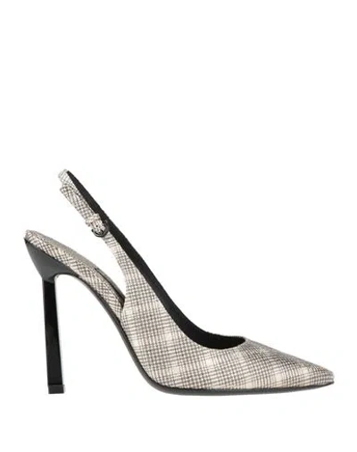 Ferragamo Woman Pumps Platinum Size 8 Calfskin In Grey
