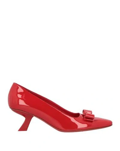 Ferragamo Woman Pumps Red Size 8 Calfskin