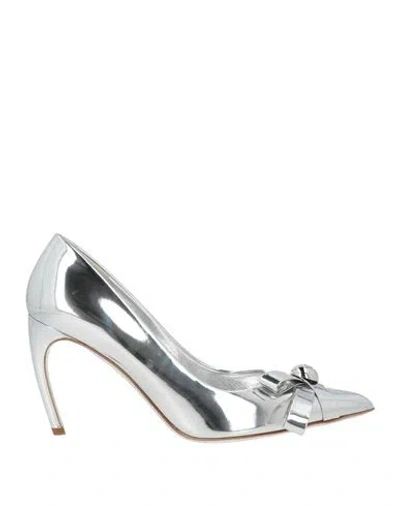 FERRAGAMO FERRAGAMO WOMAN PUMPS SILVER SIZE 9 CALFSKIN