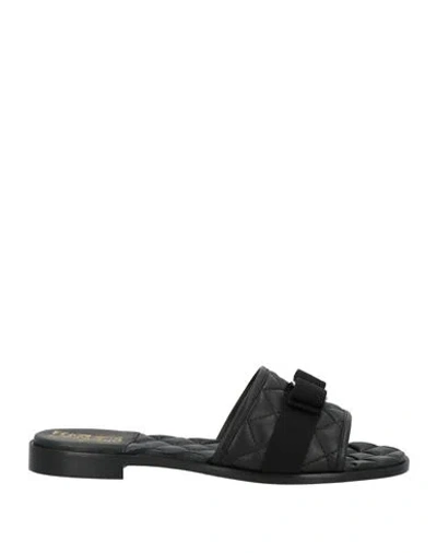 Ferragamo Woman Sandals Black Size 10 Lambskin