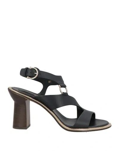 Ferragamo Woman Sandals Black Size 6.5 Calfskin