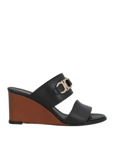 Ferragamo Woman Sandals Black Size 7.5 Calfskin