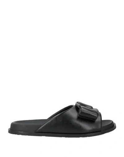 Ferragamo Woman Sandals Black Size 6 Lambskin