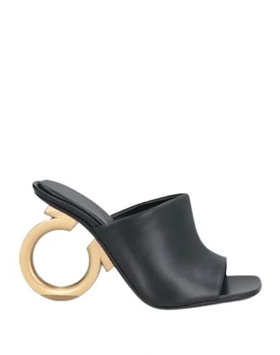 Ferragamo Woman Sandals Black Size 7.5 Lambskin