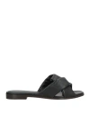Ferragamo Alrai Leather Flat Slides In Black