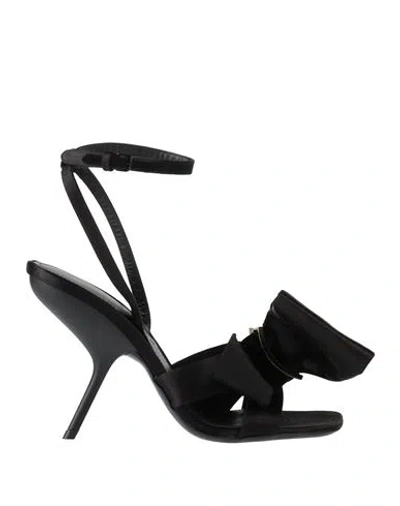 FERRAGAMO FERRAGAMO WOMAN SANDALS BLACK SIZE 8 TEXTILE FIBERS